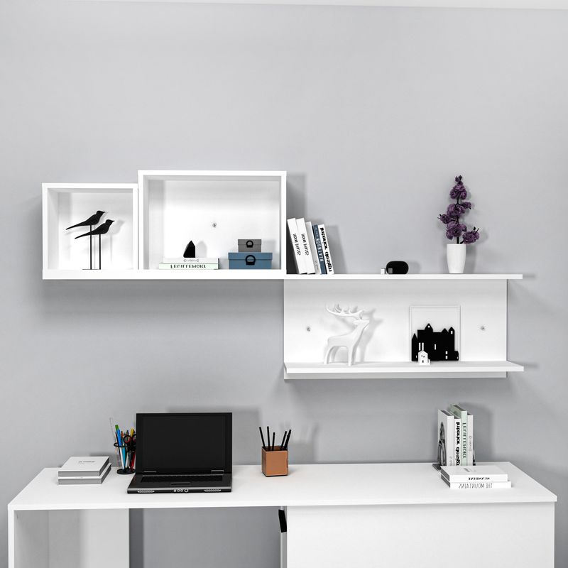 Casa si Gradina - Mobilier - Biblioteci si rafturi - Rafturi - Raft de perete, Hanah Home, pal melaminat, alb, 180x80.4x19.6 cm - Infinity.ro