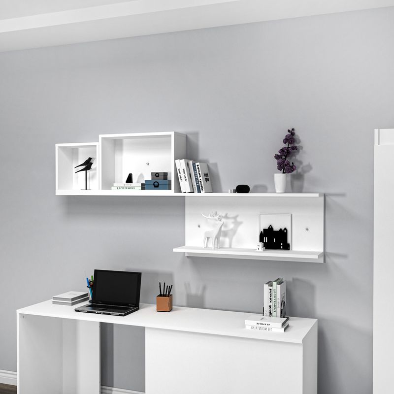 Casa si Gradina - Mobilier - Biblioteci si rafturi - Rafturi - Raft de perete, Hanah Home, pal melaminat, alb, 180x80.4x19.6 cm - Infinity.ro