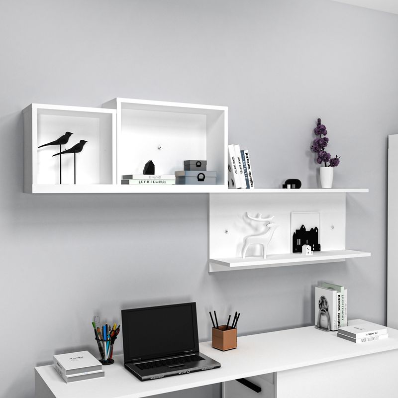 Casa si Gradina - Mobilier - Biblioteci si rafturi - Rafturi - Raft de perete, Hanah Home, pal melaminat, alb, 180x80.4x19.6 cm - Infinity.ro