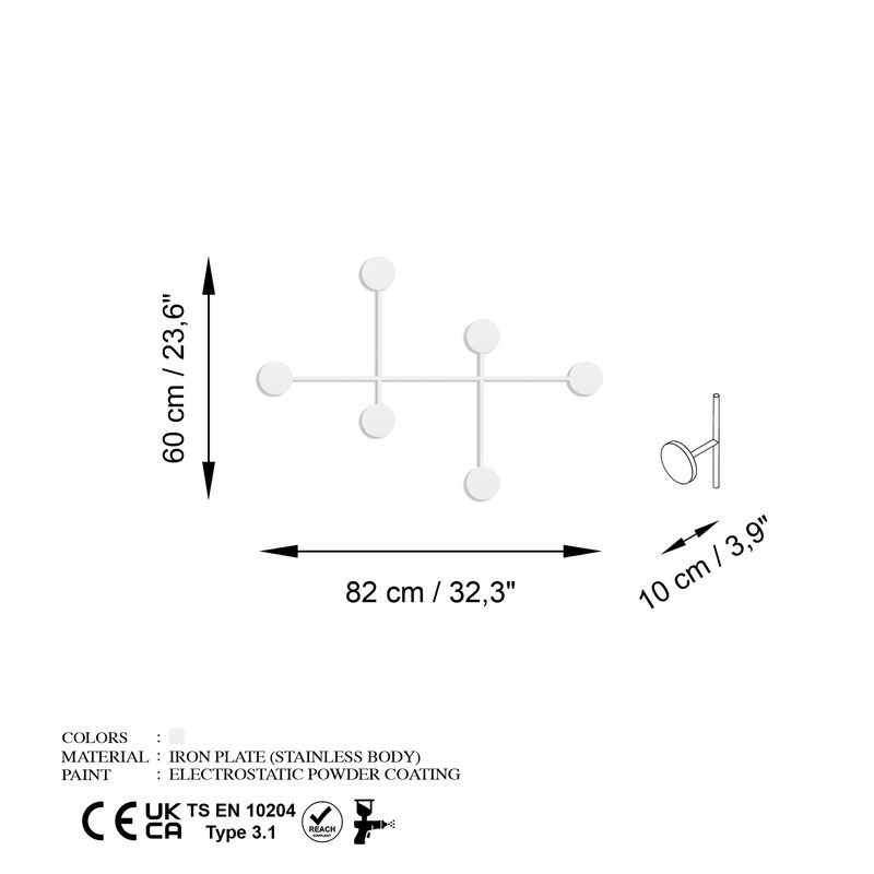 Casa si Gradina - Mobilier - Organizare si depozitare - Cuiere - Cuiere de perete, Wallxpert, metal, alb, 82x60x10 cm - Infinity.ro