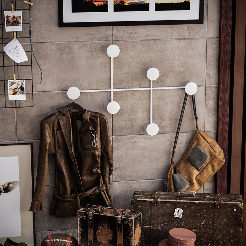 Casa si Gradina - Mobilier - Organizare si depozitare - Cuiere - Cuiere de perete, Wallxpert, metal, alb, 82x60x10 cm - Infinity.ro