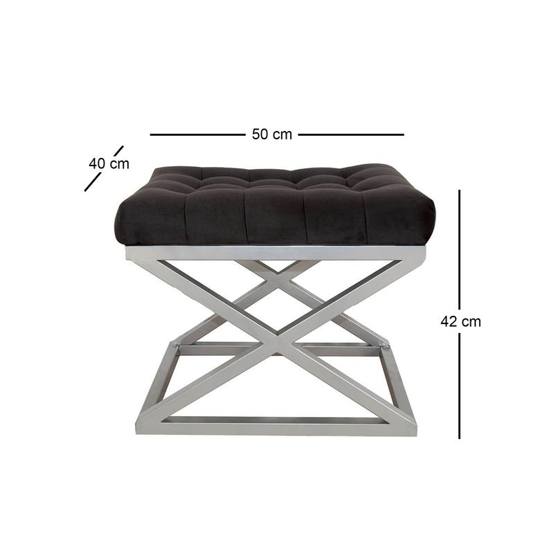 Casa si Gradina - Mobilier - Scaune si fotolii - Tabureti - Taburet, Atelier Del Sofa, metal, argintiu si negru, 42x50x40 cm - Infinity.ro