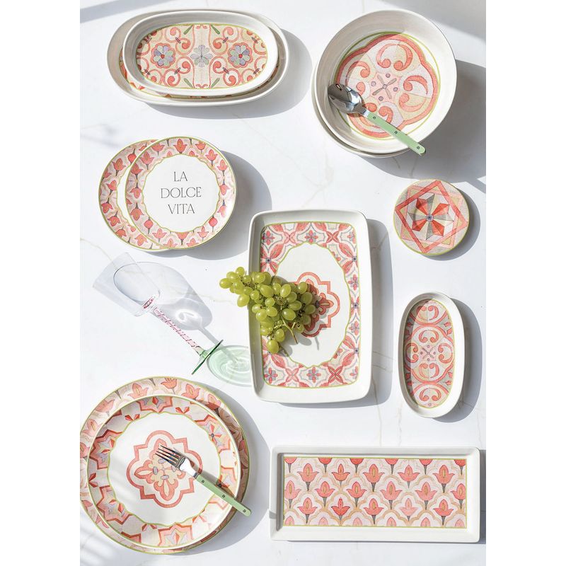 Casa si Gradina - Bucatarie si vesela - Vesela si tacamuri - Platouri de bucatarie - Set platouri, Hermia, ceramica, roz, 21x12x2 cm, 2 piese - Infinity.ro