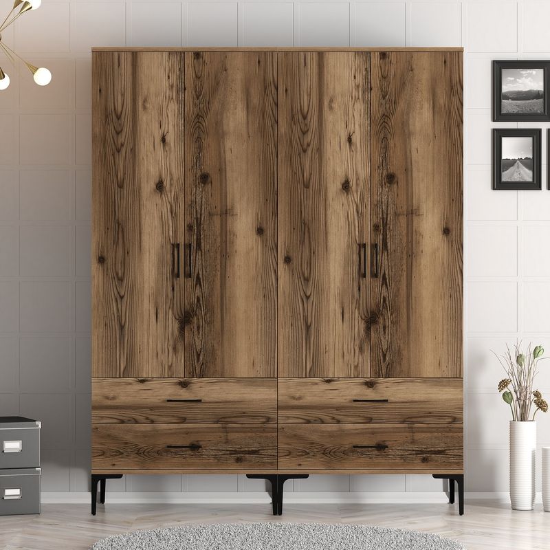 Casa si Gradina - Mobilier - Dulapuri si sifoniere - Sifoniere - Sifonier, Hanah Home, pal melaminat, nuc, 160x47.5x201.4 cm, 845HCT5487 - Infinity.ro