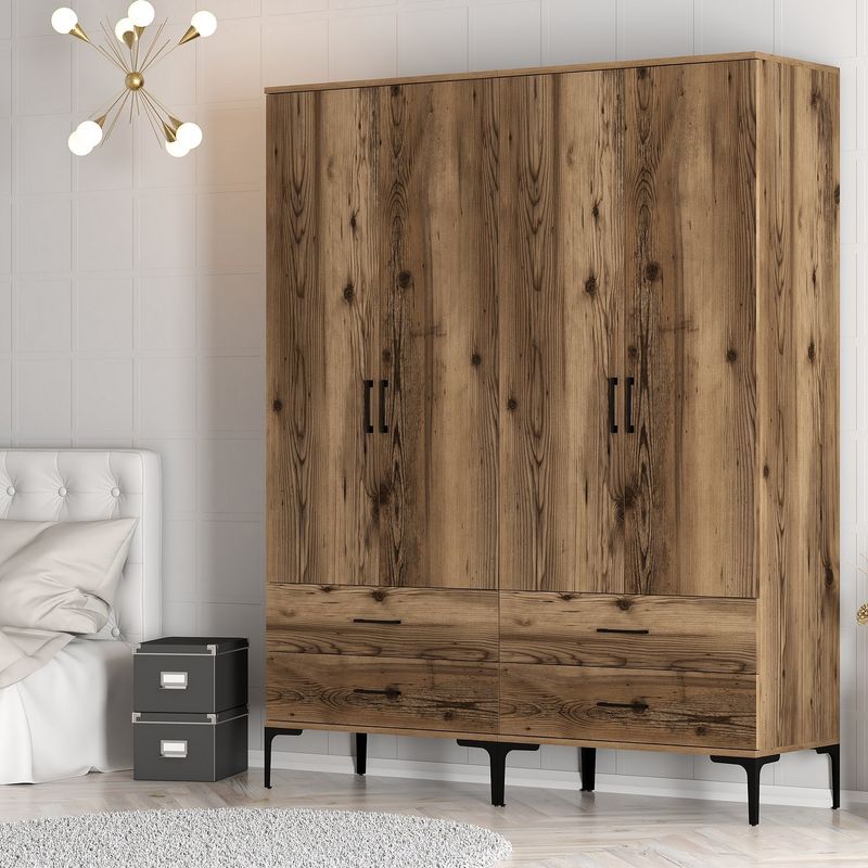 Casa si Gradina - Mobilier - Dulapuri si sifoniere - Sifoniere - Sifonier, Hanah Home, pal melaminat, nuc, 160x47.5x201.4 cm, 845HCT5487 - Infinity.ro