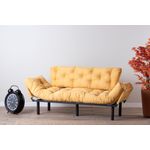 Casa si Gradina - Mobilier - Canapele si coltare - Canapele - Canapea extensibila 3 locuri, Hanah Home, metal, mustar, 185x85x70 cm - Infinity.ro