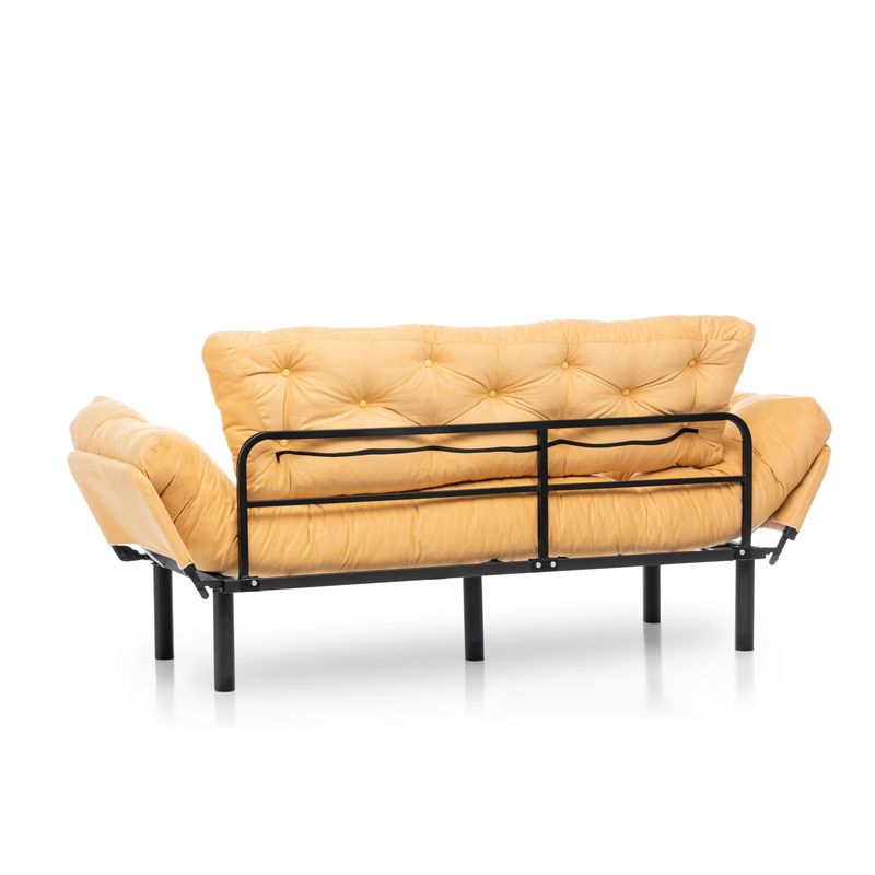Casa si Gradina - Mobilier - Canapele si coltare - Canapele - Canapea extensibila 3 locuri, Hanah Home, metal, mustar, 185x85x70 cm - Infinity.ro