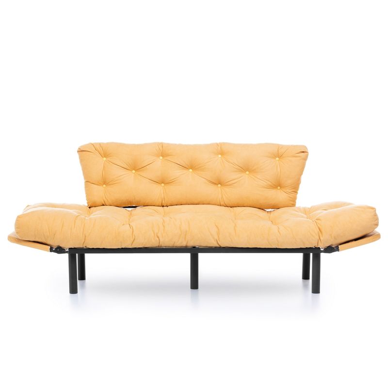 Casa si Gradina - Mobilier - Canapele si coltare - Canapele - Canapea extensibila 3 locuri, Hanah Home, metal, mustar, 185x85x70 cm - Infinity.ro