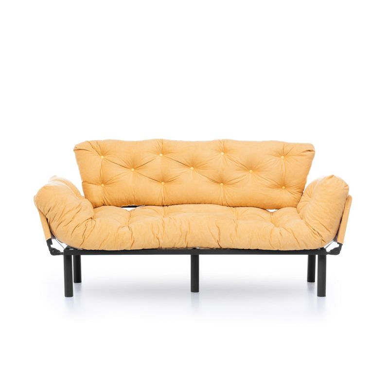 Casa si Gradina - Mobilier - Canapele si coltare - Canapele - Canapea extensibila 3 locuri, Hanah Home, metal, mustar, 185x85x70 cm - Infinity.ro