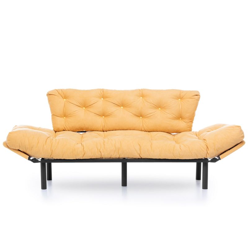 Casa si Gradina - Mobilier - Canapele si coltare - Canapele - Canapea extensibila 3 locuri, Hanah Home, metal, mustar, 185x85x70 cm - Infinity.ro