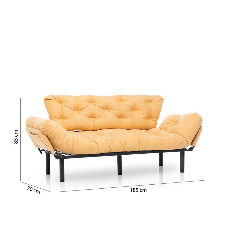 Casa si Gradina - Mobilier - Canapele si coltare - Canapele - Canapea extensibila 3 locuri, Hanah Home, metal, mustar, 185x85x70 cm - Infinity.ro