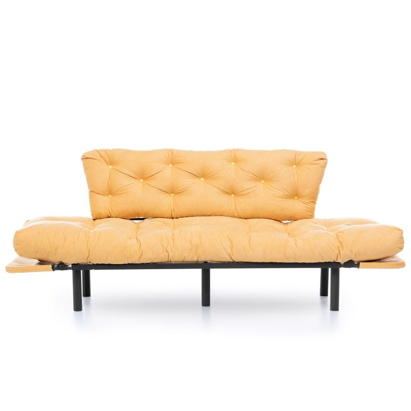 Casa si Gradina - Mobilier - Canapele si coltare - Canapele - Canapea extensibila 3 locuri, Hanah Home, metal, mustar, 185x85x70 cm - Infinity.ro