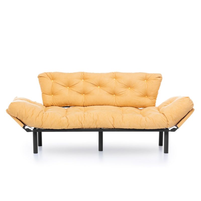 Casa si Gradina - Mobilier - Canapele si coltare - Canapele - Canapea extensibila 3 locuri, Hanah Home, metal, mustar, 185x85x70 cm - Infinity.ro