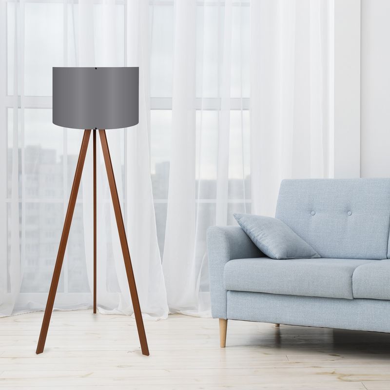 Casa si Gradina - Corpuri si surse de iluminat - Veioze si lampi - Lampadare - Lampadar, Opviq, mdf si pvc, maro si gri, 38x140 cm - Infinity.ro