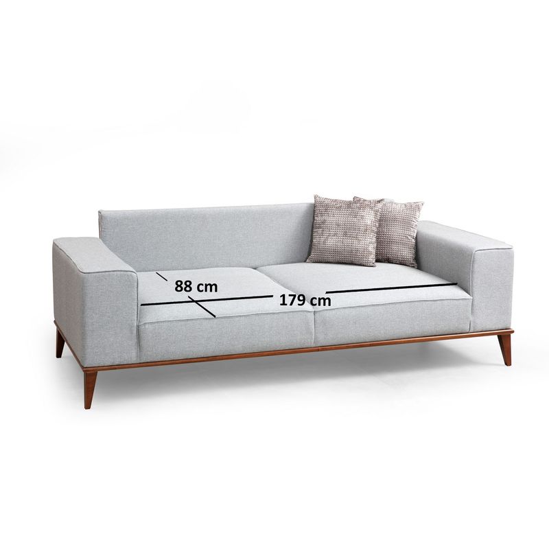 Casa si Gradina - Mobilier - Canapele si coltare - Canapele - Canapea extensibila 3 locuri, Hanah Home, lemn fag si PAL, gri, 223x91x85 cm - Infinity.ro