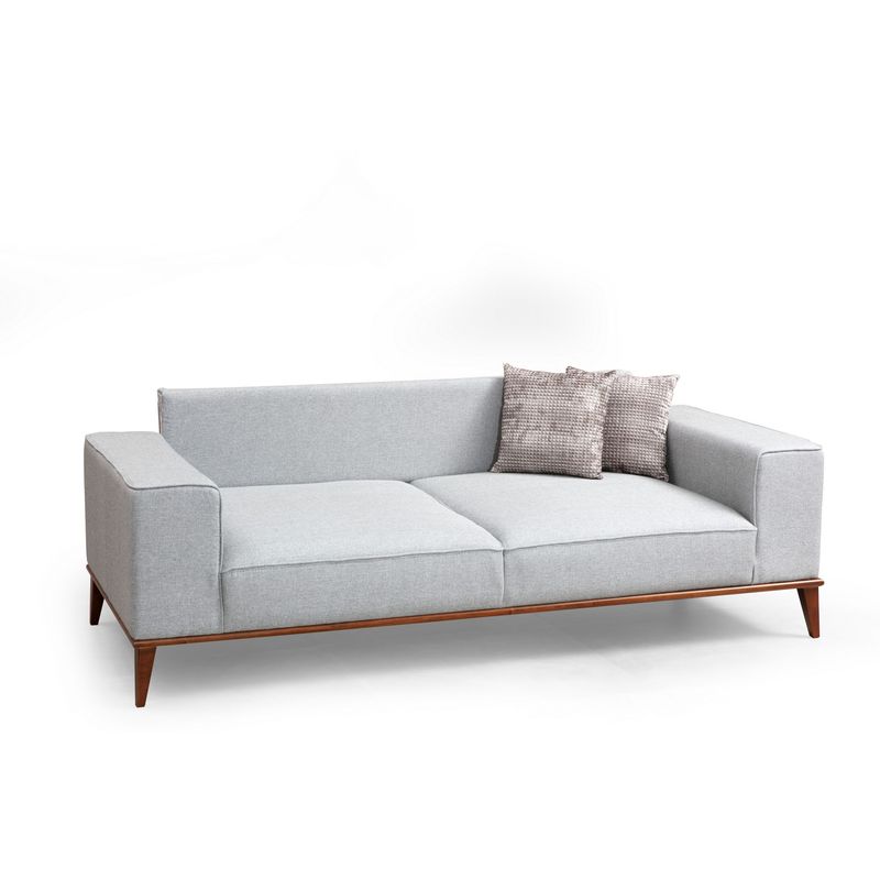 Casa si Gradina - Mobilier - Canapele si coltare - Canapele - Canapea extensibila 3 locuri, Hanah Home, lemn fag si PAL, gri, 223x91x85 cm - Infinity.ro
