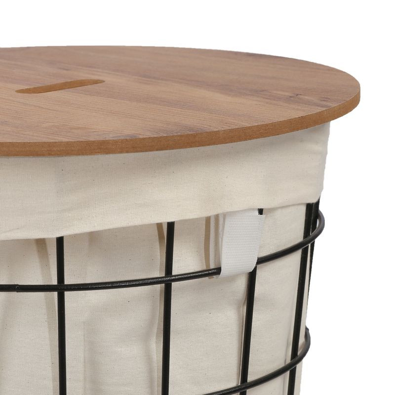 Casa si Gradina - Mobilier - Organizare si depozitare - Recipiente depozitare - Cos de rufe, Hanah Home, panou aglomerat melaminat, stejar si negru, 33.5x60x35.5 cm - Infinity.ro