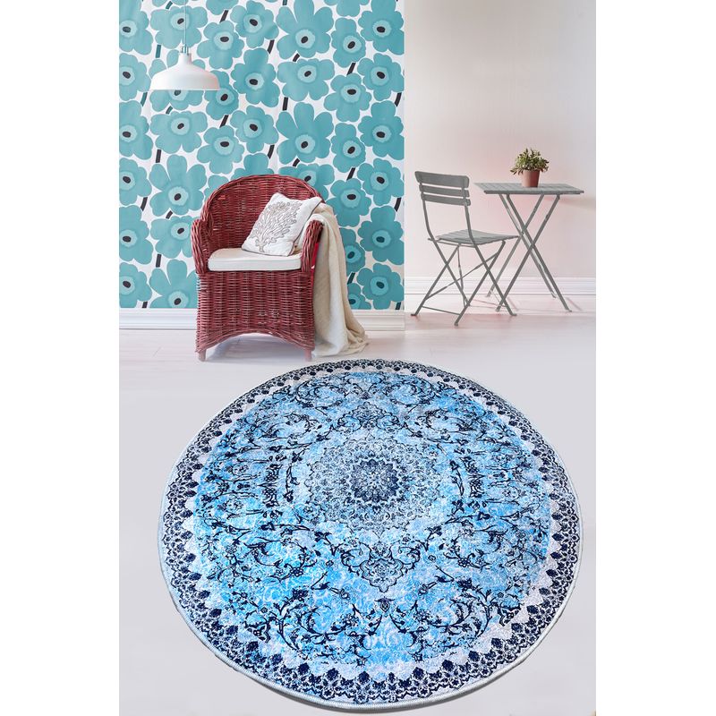 Casa si Gradina - Textile si covoare - Covoare - Covoare casa - Covor, Conceptum Hypnose, albastru, 80x80 cm, 100% poliester, antiderapant - Infinity.ro