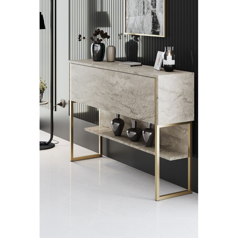 Casa si Gradina - Mobilier - Comode si corpuri - Console - Consola, Hanah Home, pal melaminat, travertin aur, 120x30x80 cm - Infinity.ro