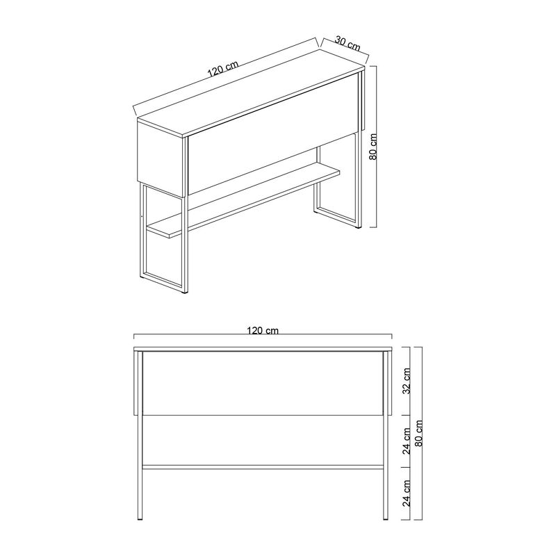 Casa si Gradina - Mobilier - Comode si corpuri - Console - Consola, Hanah Home, pal melaminat, travertin aur, 120x30x80 cm - Infinity.ro