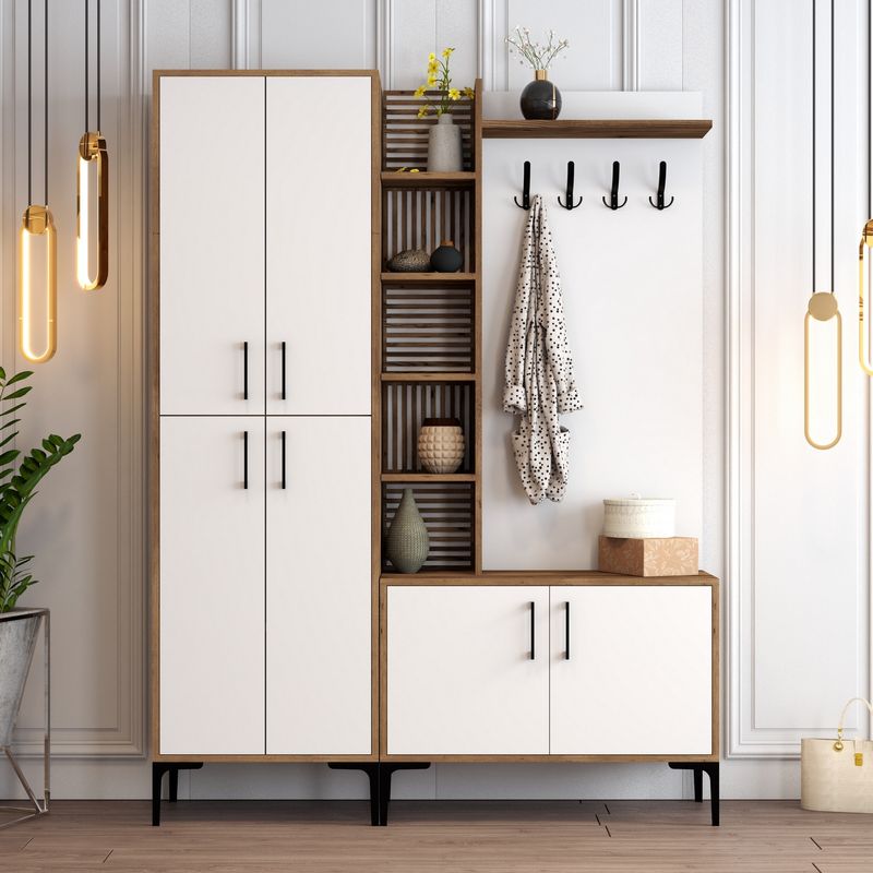 Casa si Gradina - Mobilier - Organizare si depozitare - Cuiere - Cuier, Hanah Home, pal melaminat, nuc si alb, 150x35x200 cm - Infinity.ro