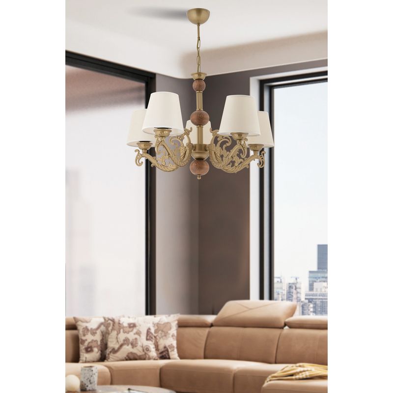 Casa si Gradina - Corpuri si surse de iluminat - Lustre si pendule - Candelabru, Opviq, metal, alb auriu maro, diametru 55 cm, inaltime 65 cm - Infinity.ro