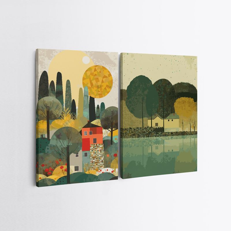 Casa si Gradina - Decoratiuni - Tablouri - Tablou decorativ, Wallxpert, panza, multicolor, 50x70 cm, set 2 piese - Infinity.ro