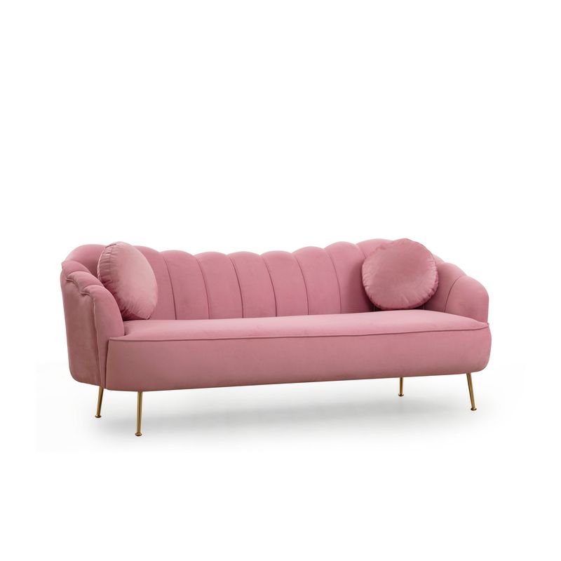 Casa si Gradina - Mobilier - Canapele si coltare - Canapele - Canapea 3 locuri, Hanah Home, lemn fag si pal, dusty rose, 215x90x80 cm - Infinity.ro