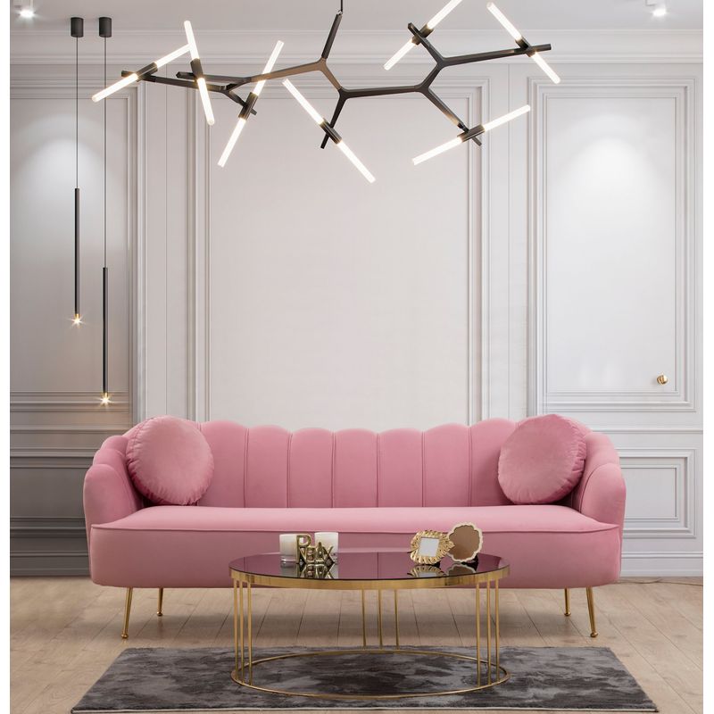 Casa si Gradina - Mobilier - Canapele si coltare - Canapele - Canapea 3 locuri, Hanah Home, lemn fag si pal, dusty rose, 215x90x80 cm - Infinity.ro