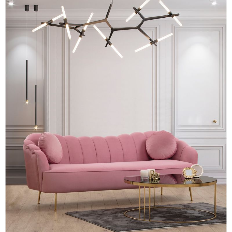 Casa si Gradina - Mobilier - Canapele si coltare - Canapele - Canapea 3 locuri, Hanah Home, lemn fag si pal, dusty rose, 215x90x80 cm - Infinity.ro