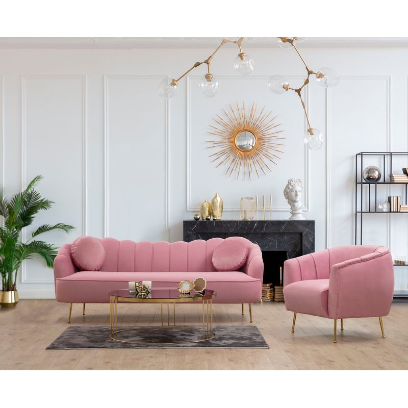 Casa si Gradina - Mobilier - Canapele si coltare - Canapele - Canapea 3 locuri, Hanah Home, lemn fag si pal, dusty rose, 215x90x80 cm - Infinity.ro