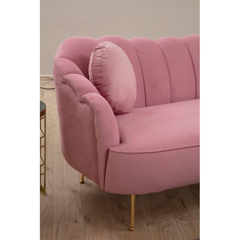 Casa si Gradina - Mobilier - Canapele si coltare - Canapele - Canapea 3 locuri, Hanah Home, lemn fag si pal, dusty rose, 215x90x80 cm - Infinity.ro