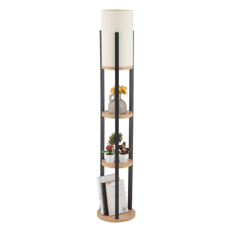 Casa si Gradina - Corpuri si surse de iluminat - Veioze si lampi - Lampadare - Lampadar, Opviq, panou aglomerat si mdf, natural si negru, 135 cm - Infinity.ro
