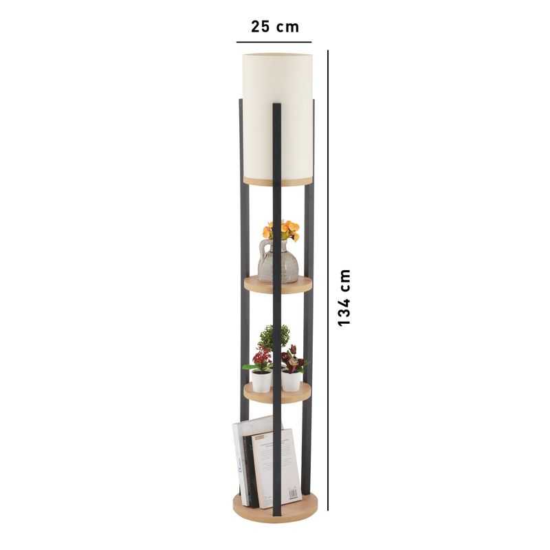 Casa si Gradina - Corpuri si surse de iluminat - Veioze si lampi - Lampadare - Lampadar, Opviq, panou aglomerat si mdf, natural si negru, 135 cm - Infinity.ro