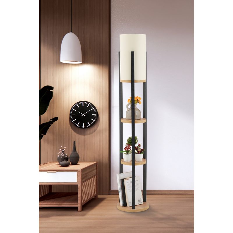 Casa si Gradina - Corpuri si surse de iluminat - Veioze si lampi - Lampadare - Lampadar, Opviq, panou aglomerat si mdf, natural si negru, 135 cm - Infinity.ro