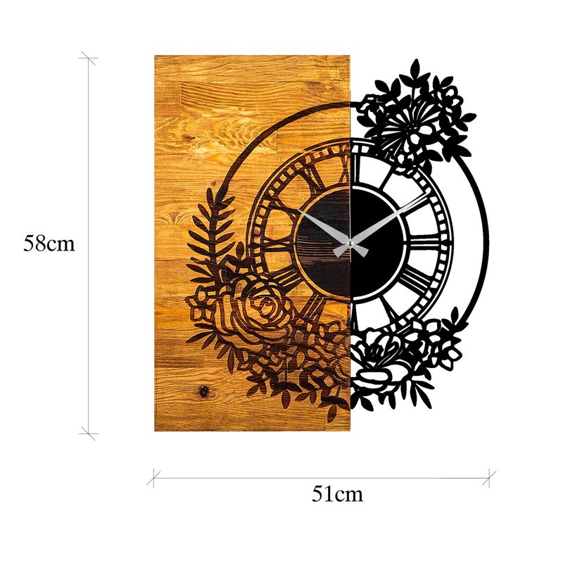 Casa si Gradina - Decoratiuni - Ceasuri - Ceas de perete decorativ, Wallxpert, lemn, nuc si negru, 58x3x51 cm - Infinity.ro