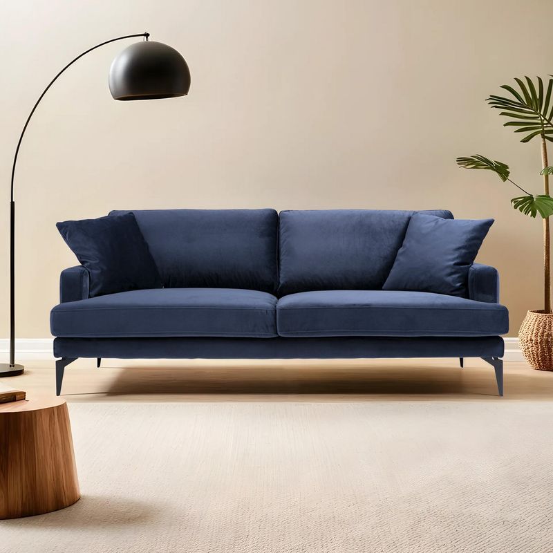 Casa si Gradina - Mobilier - Canapele si coltare - Canapele - Canapea 3 locuri, Atelier Del Sofa, lemn fag si pal, albastru marin, 205x90x88 cm - Infinity.ro