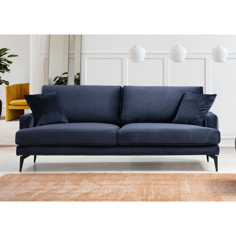 Casa si Gradina - Mobilier - Canapele si coltare - Canapele - Canapea 3 locuri, Atelier Del Sofa, lemn fag si pal, albastru marin, 205x90x88 cm - Infinity.ro