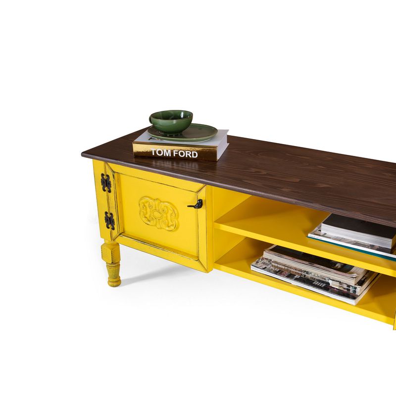 Casa si Gradina - Mobilier - Comode si corpuri - Comode - Comoda tv, Hanah Home, mdf, galben, 150x40x50 cm - Infinity.ro