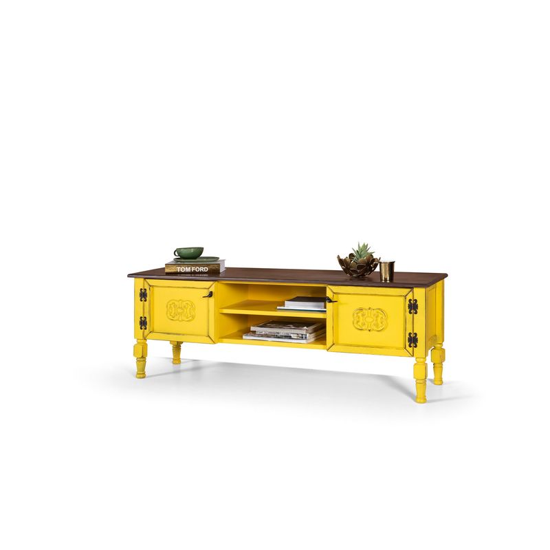 Casa si Gradina - Mobilier - Comode si corpuri - Comode - Comoda tv, Hanah Home, mdf, galben, 150x40x50 cm - Infinity.ro