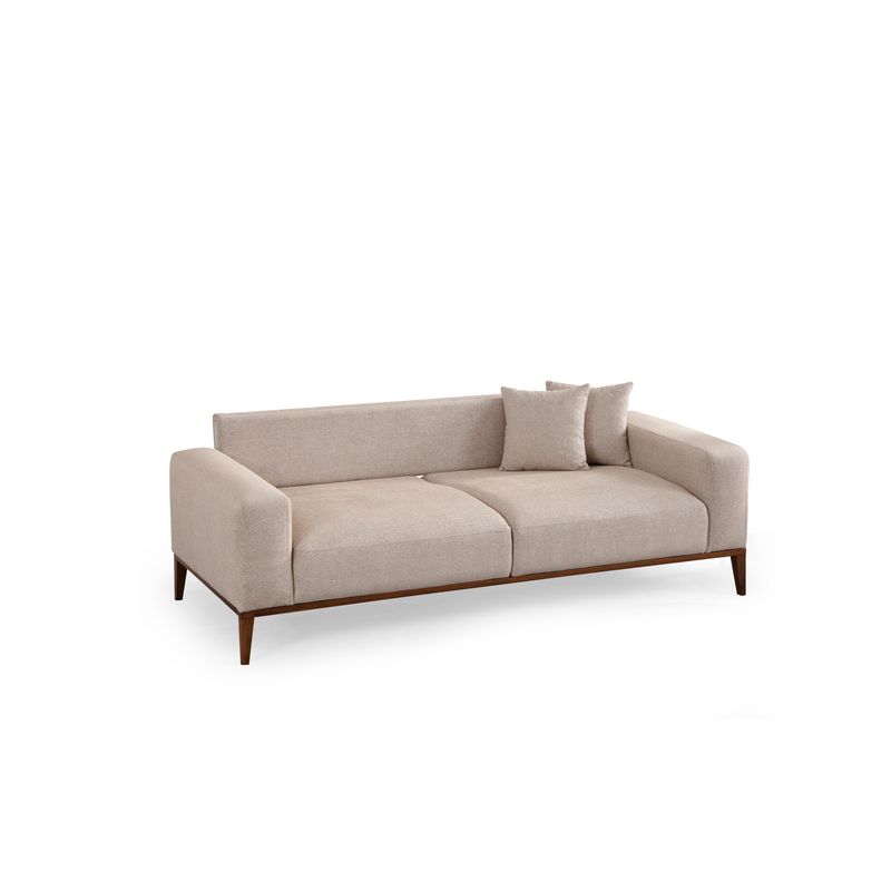 Casa si Gradina - Mobilier - Canapele si coltare - Canapele - Canapea extensibila 3 locuri, Hanah Home, cadru lemn fag, stofa bej, 225x92x75 cm - Infinity.ro
