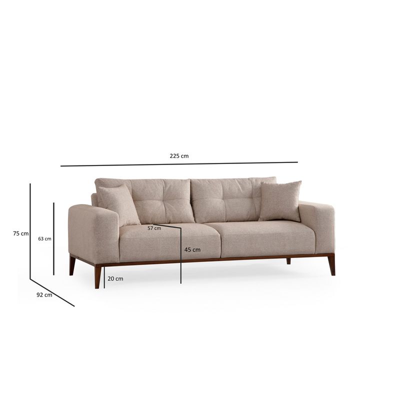 Casa si Gradina - Mobilier - Canapele si coltare - Canapele - Canapea extensibila 3 locuri, Hanah Home, cadru lemn fag, stofa bej, 225x92x75 cm - Infinity.ro