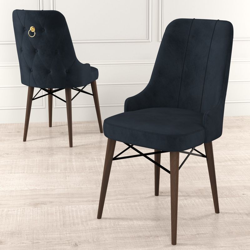 Casa si Gradina - Mobilier - Scaune si fotolii - Scaune - Set scaune, Hanah Home, metal, babyface, antracit si maro, 46x46x94 cm, 4 bucati - Infinity.ro