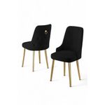 Casa si Gradina - Mobilier - Scaune si fotolii - Scaune - Set scaune, Hanah Home, lemn, negru auriu, 46x46x94 cm, 6 piese - Infinity.ro