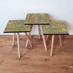 Casa si Gradina - Mobilier - Mese si birouri - Masute de cafea - Set masute de cafea, Hanah Home, mdf, gri si galben, 35x35x52 cm - Infinity.ro