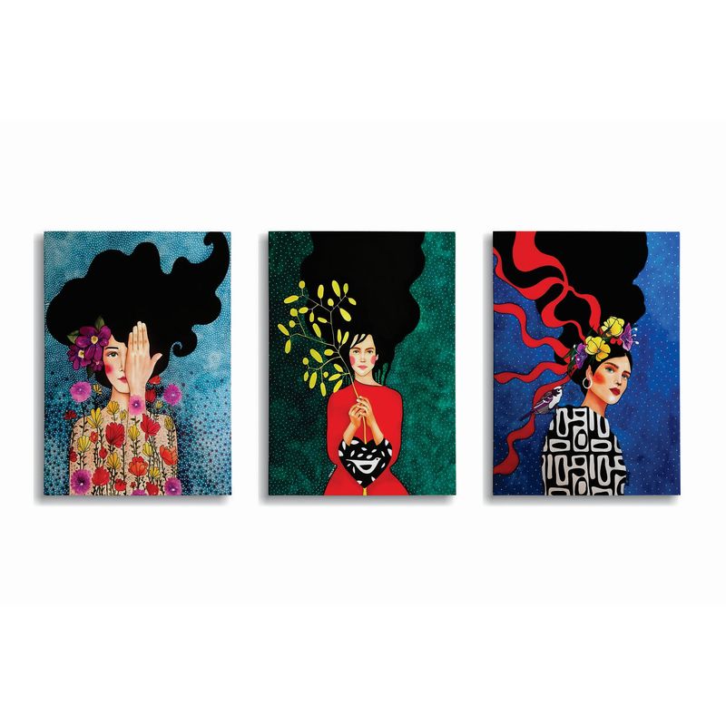 Casa si Gradina - Decoratiuni - Tablouri - Tablou decorativ pe panza, Wallxpert, multicolor, 30x40 cm (3 piese), 50% bumbac, 50% poliester, rama lemn - Infinity.ro