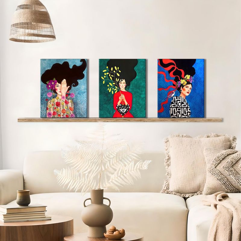 Casa si Gradina - Decoratiuni - Tablouri - Tablou decorativ pe panza, Wallxpert, multicolor, 30x40 cm (3 piese), 50% bumbac, 50% poliester, rama lemn - Infinity.ro