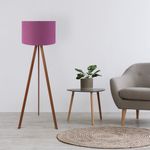 Casa si Gradina - Corpuri si surse de iluminat - Veioze si lampi - Lampadare - Lampadar, Opviq, mdf si pvc textil, lila si maro, 38x140 cm - Infinity.ro