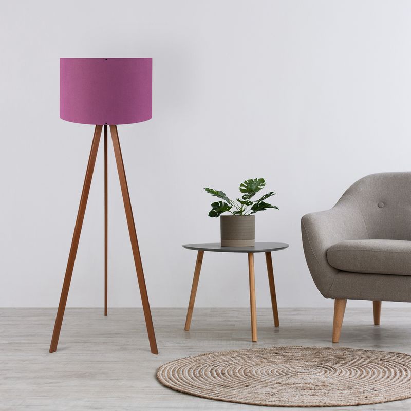 Casa si Gradina - Corpuri si surse de iluminat - Veioze si lampi - Lampadare - Lampadar, Opviq, mdf si pvc textil, lila si maro, 38x140 cm - Infinity.ro