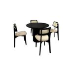 Casa si Gradina - Mobilier - Seturi de mobilier - Seturi mese si scaune - Set masa si scaune, Hanah Home, lemn de fag, alb-negru, masa 100x100x75 cm, 4 scaune - Infinity.ro